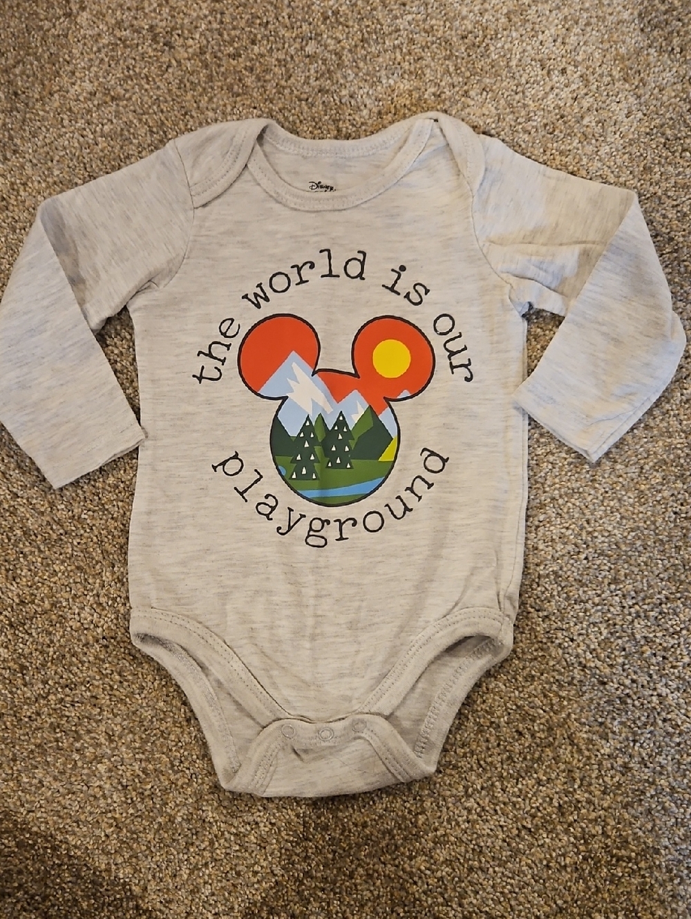 okie dokie Gray Long-Sleeve One-Piece with Colorful Nature Graphic